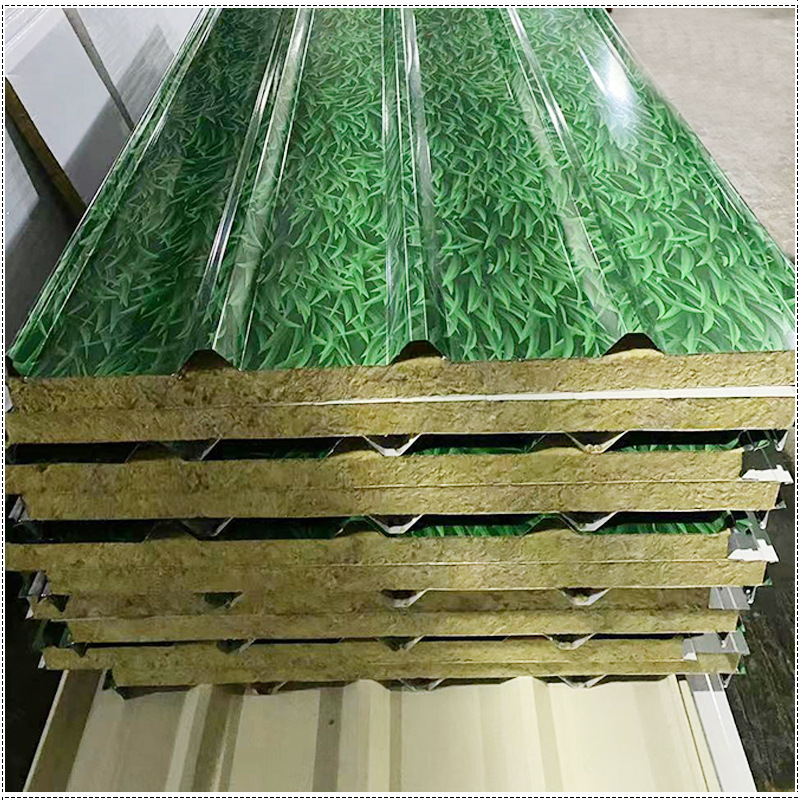 防火屋顶保温瓦 岩棉彩钢瓦复合夹芯板养殖场厂房盖顶隔热保温瓦