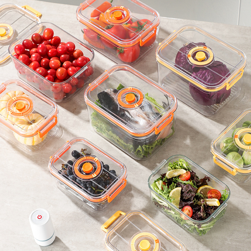 Refrigerador doméstico vacío caja de preservación de frutas y verduras de grado alimenticio se puede calentar en microondas sellado caja de plástico fresco