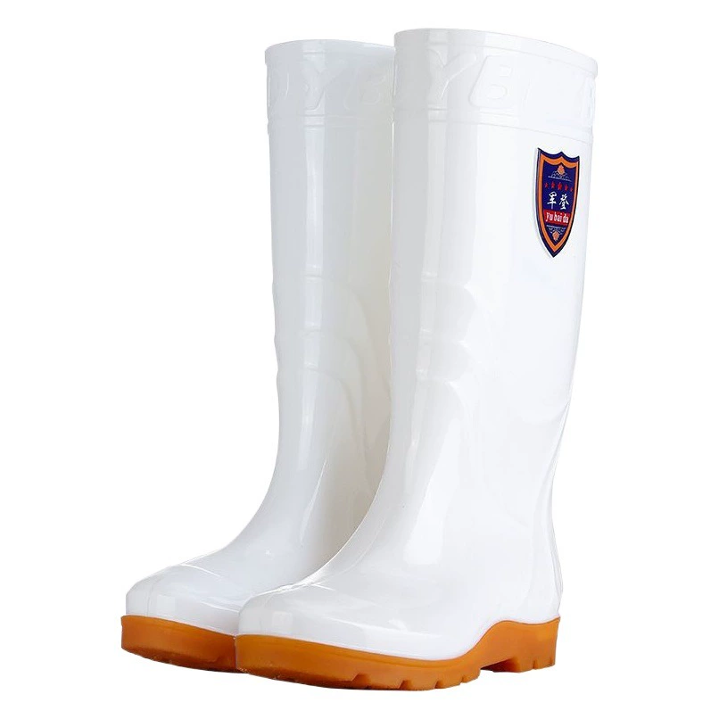 Высокие белые защитные ботинки для мужчин, водонепроницаемые и нескользящие, подходят для ферм и защиты труда, сапоги для дождя.