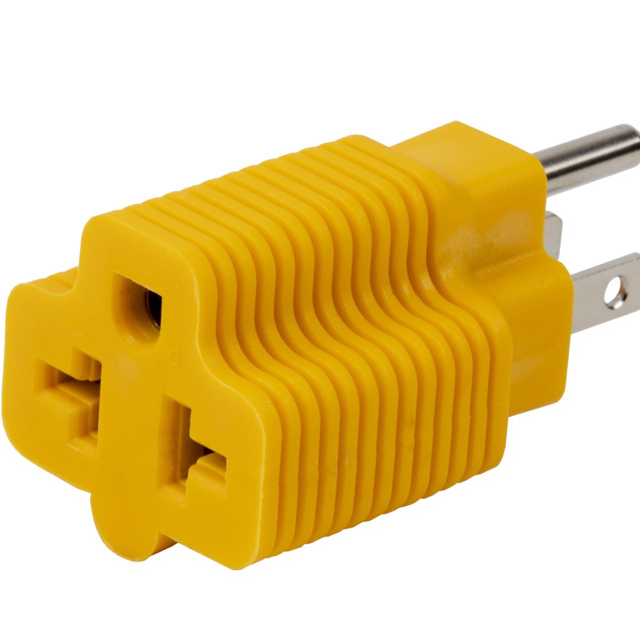 PA-0339 Nema 5-15P转6-20R电源转换头,5-15P转双T电源转接头黄色