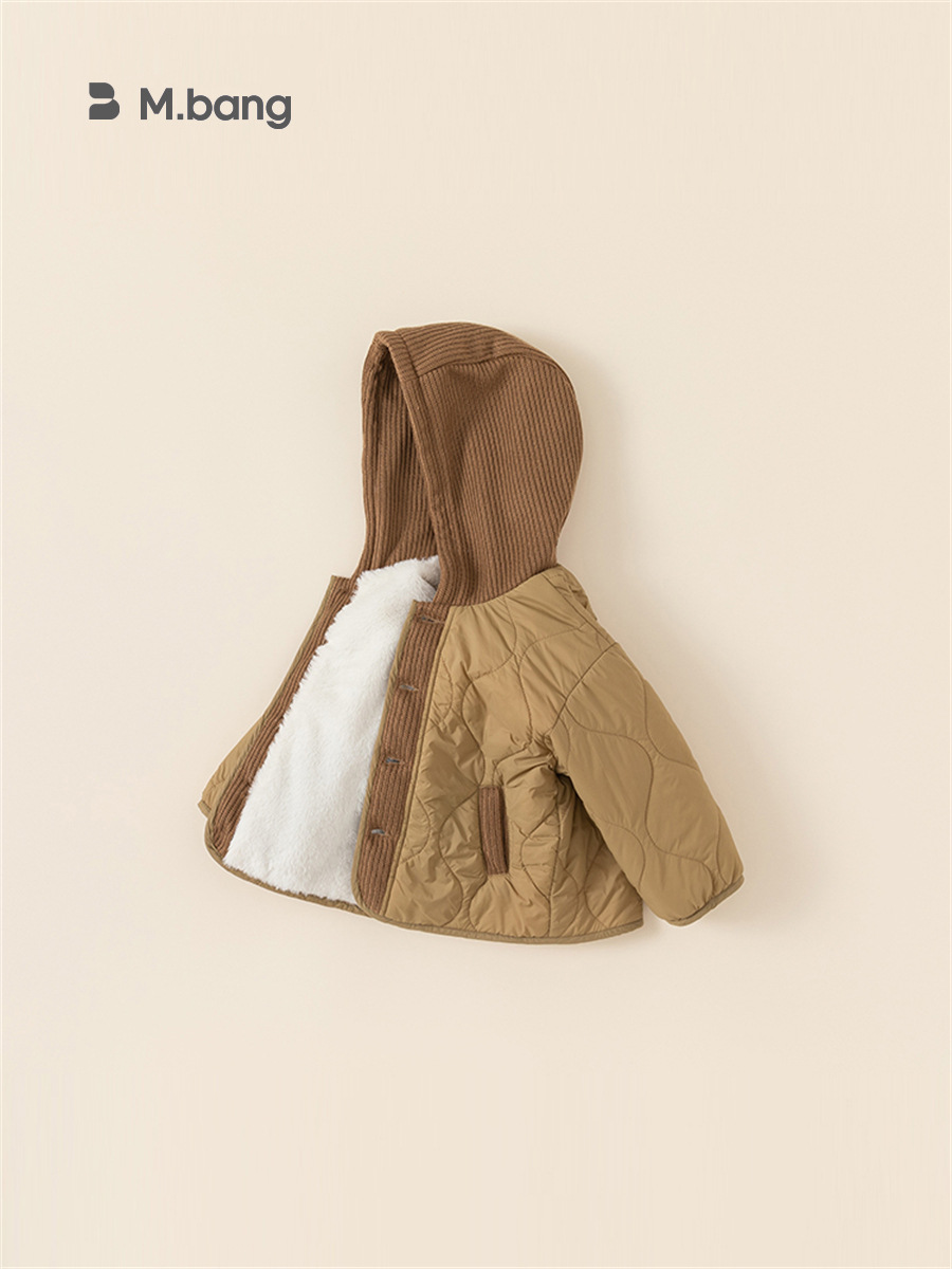 Ropa de algodón para niños Bangxuan, abrigo de algodón grueso para bebés de invierno con forro polar, chaqueta cálida para niños pequeños, sudadera con capucha a prueba de viento para niños y niñas
