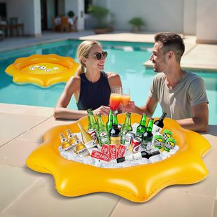 Manufacturer Customized Water Ice Bar Inflatable Cup Seat Cushion Leisure Dining Bar Ice Bucket Party Swimming Pool Floating Water Tray