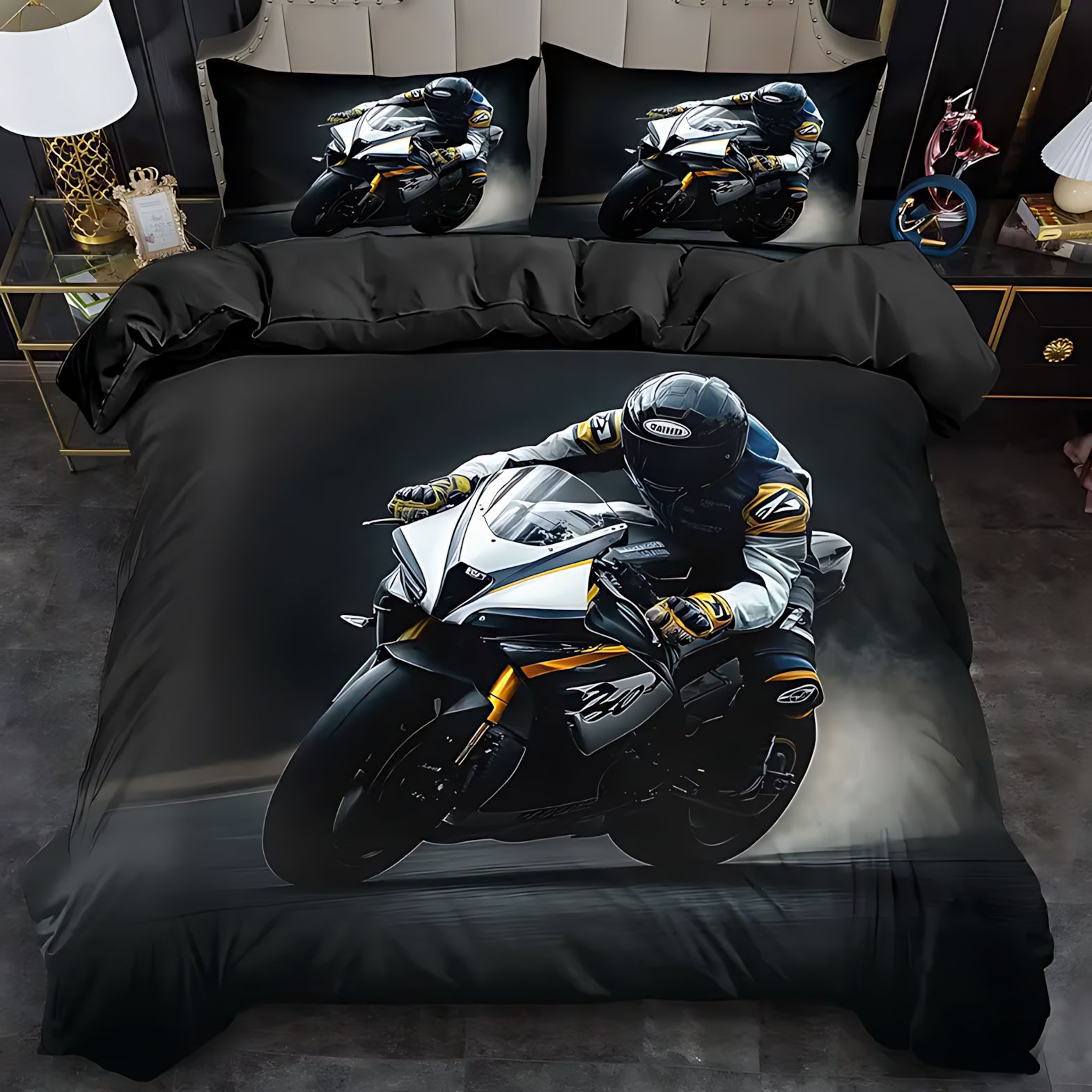 TEMU / JIT cross-border cool motocicleta impresión digital HD colcha suave colcha colcha