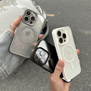 For Apple 13promax Mobile Phone Case iPhone16 Magnetic 15Plus Transparent 14 Simple 12 Drop-resistant 11