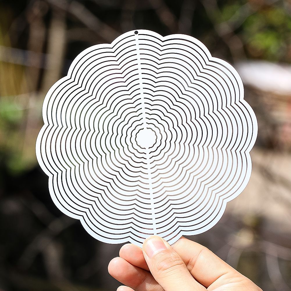 Roterende mandala vindspil i rustfrit stål til haven_voghion.com