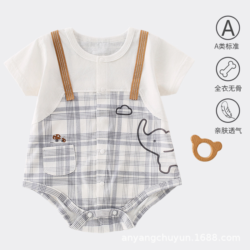 Uniforme de bebé de verano de manga corta de algodón de clase A, chaqueta de peldaño, ropa de escalada de bebé de clase A, algodón de verano vacío