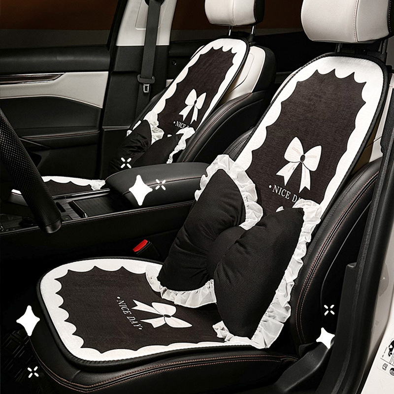 Neues Autositzkissen, leichtes Luxus-Bogen-Innendekorations-Sitzkissen, warmes, rutschfestes Autositzkissen für den Winter_voghion.com