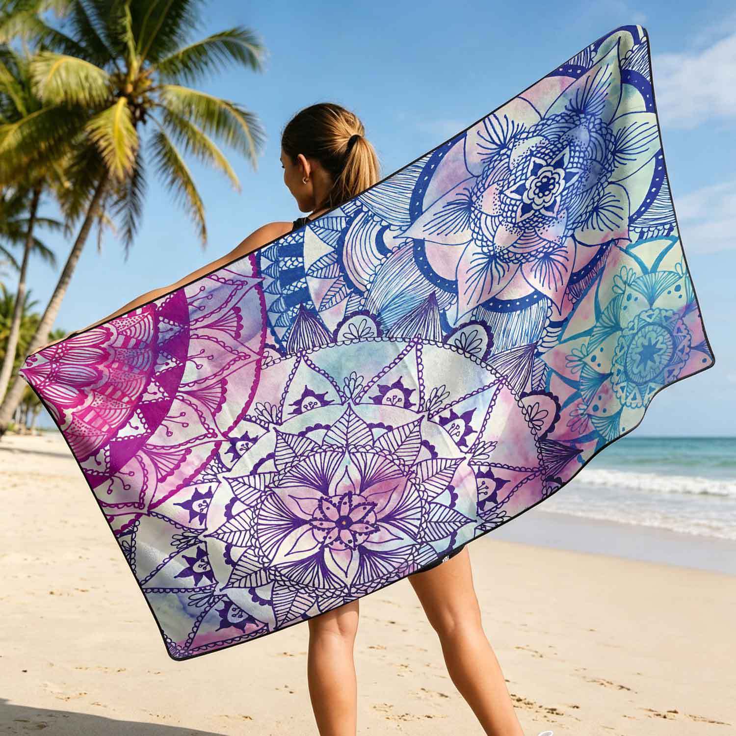 2-piece dual-use car seat cover, ultra-fine fiber, can be used as a beach towel, printed car protective seat cover 6