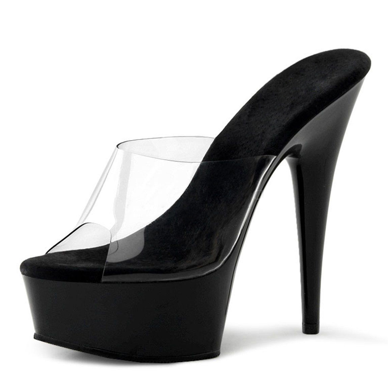 15CM sexy súper tacones altos 15cm tacón de aguja plataforma sandalias transparentes zapatos de cristal zapatos de boda zapatos de banquete