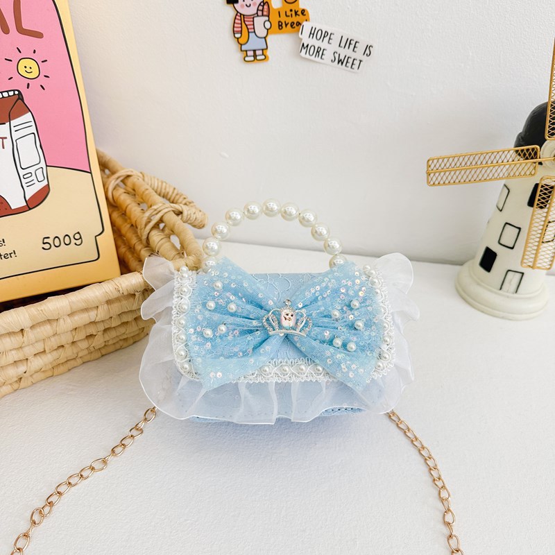 Bolso para niños 2024 nuevo lindos bolso de niña bolso accesorios de princesa de estilo extranjero bolso de cadena de perlas de fragancia