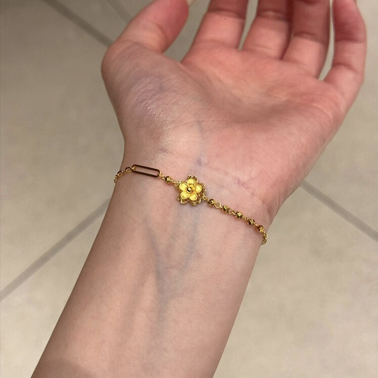 沙金饰品仿真金久不掉色蹦迪珠花朵手链女轻奢高级感沙金手饰批发|undefined