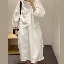 高级感衬衣女装法式休闲版型立领泡泡袖衬衫连衣裙法式减龄上衣
