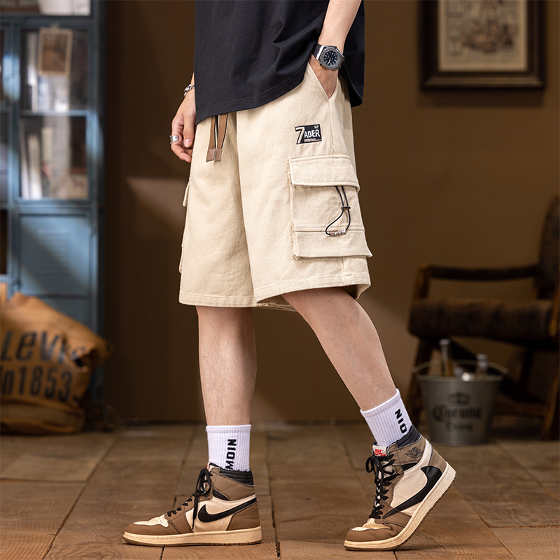 2025 Autumn Season New Hong Kong Style Shorts Men's Trendy Workwear Five-Point Pants Men's Casual Couple Loose Large Size Medium Pants