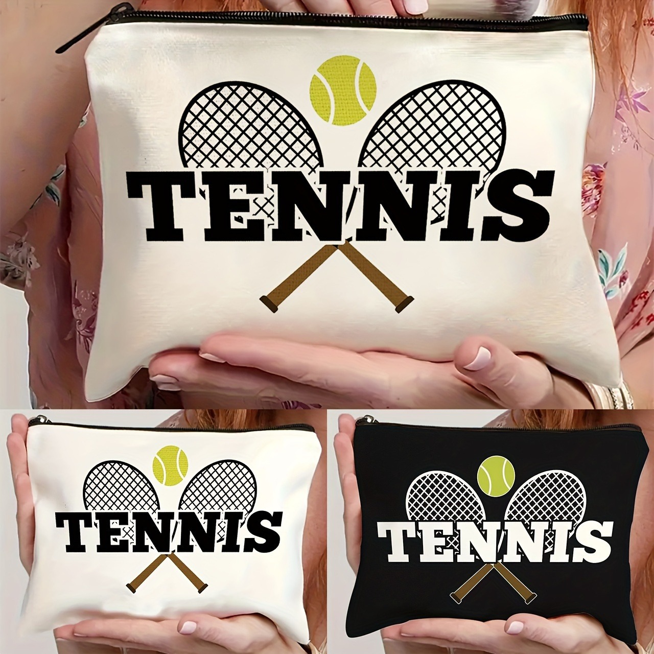 Tennis Themed Makeup Bag - Ideal Birthday Gift for Relatives and Friends, Coaches, Teammates and Fans -