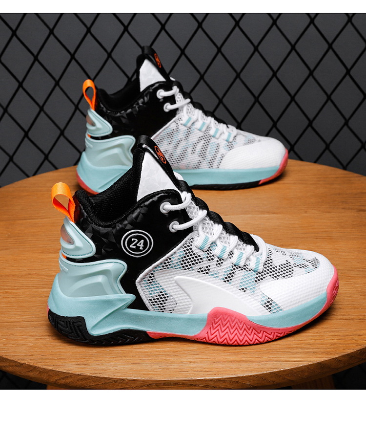 Chlapčenské športové 2022 jarná jesenná sezóna Nová sieťovaná priedušná basketbalová stredná a veľká detská šnurovacia bežecká obuv_voghion.com