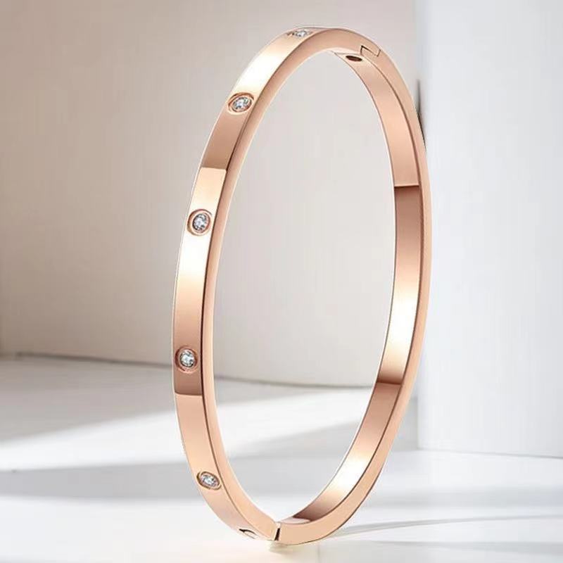Pulsera de acero de titanio para niñas nicho de sentido de alto grado cielo estrellado no se desvanece Diamante-incrustado exquisito diamante ins estilo completo pulsera de diamantes
