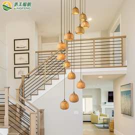 竹编吊灯竹艺禅意茶室新中式餐厅民宿藤编灯笼复古创意艺术灯具
