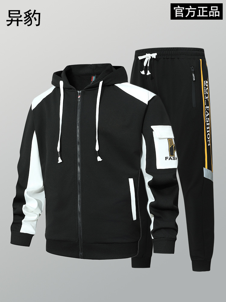 Trajes deportivos transfronterizos para hombres primavera y otoño Cardigan chaqueta puede agregar logotipo de ropa de grupo dos juegos de hombres y mujeres
