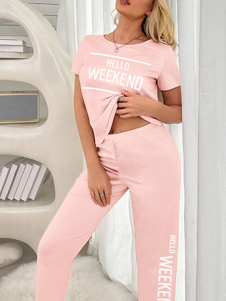 Pyjamaset för dam tvådelad casual höstkläder för hemmet_voghion.com