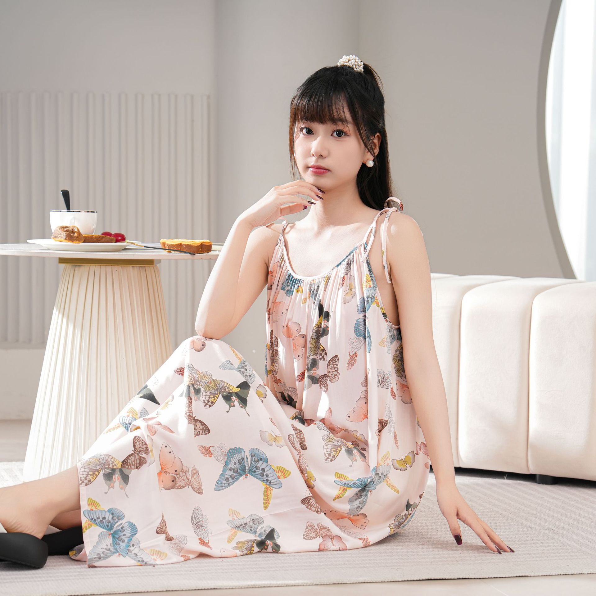 2025莱赛尔棉女士睡裙薄款印花长裙大码可外穿家居服夏季长裙