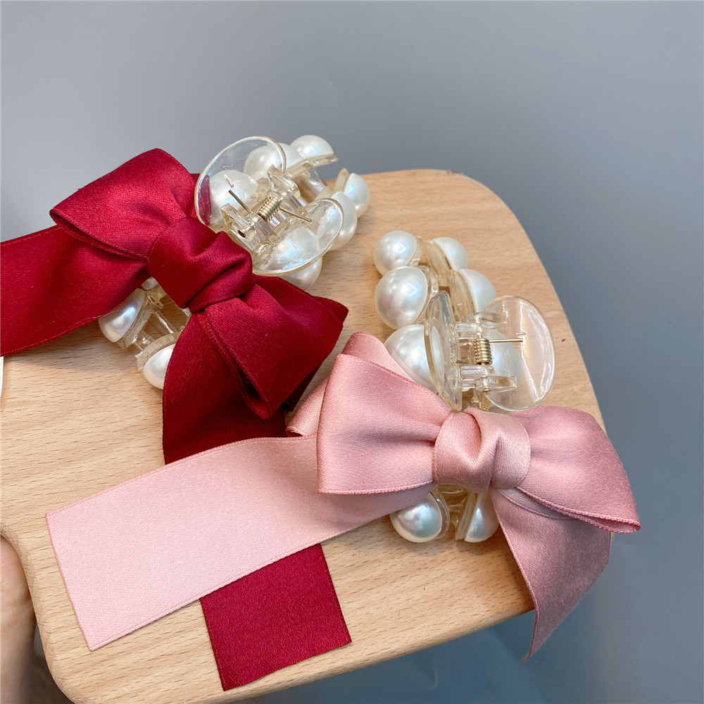 Korean style pearl bow catch clip wholesalepicture3