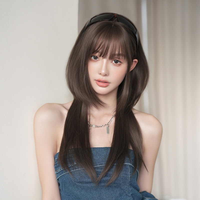 Cross-Border Japanese and Korean New Style Wig for Women, Long Straight Layered Jellyfish Hair Full Head Wig, Realistic Synthetic Fiber High-Quality Wig Cross-Border Japanese and Korean New Style Wig for Women, Long Straight Layered Jellyfish Hair Full Head Wig, Realistic Synthetic Fiber High-Quality Wig