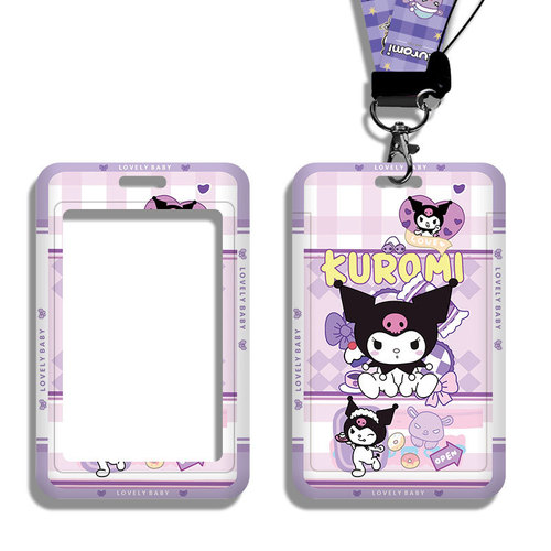 Student campus card holder with lanyard Sanrio cute work badge hanging chest ID holder bus subway meal card wholesale