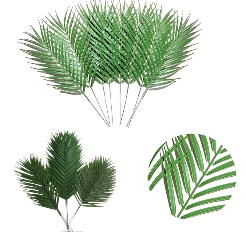 Simulation green plant single fake leaf green loose sunflower plastic iron leaf artificial palm leaf sunflower leaf flower arrangement decoration