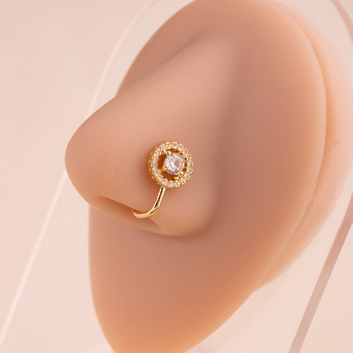 Puces d'oreilles vintage haut de gamme en forme de U serties de diamants, motif cœur, fleur et géométrique, plusieurs styles, or, sans perçage du nez_voghion.com