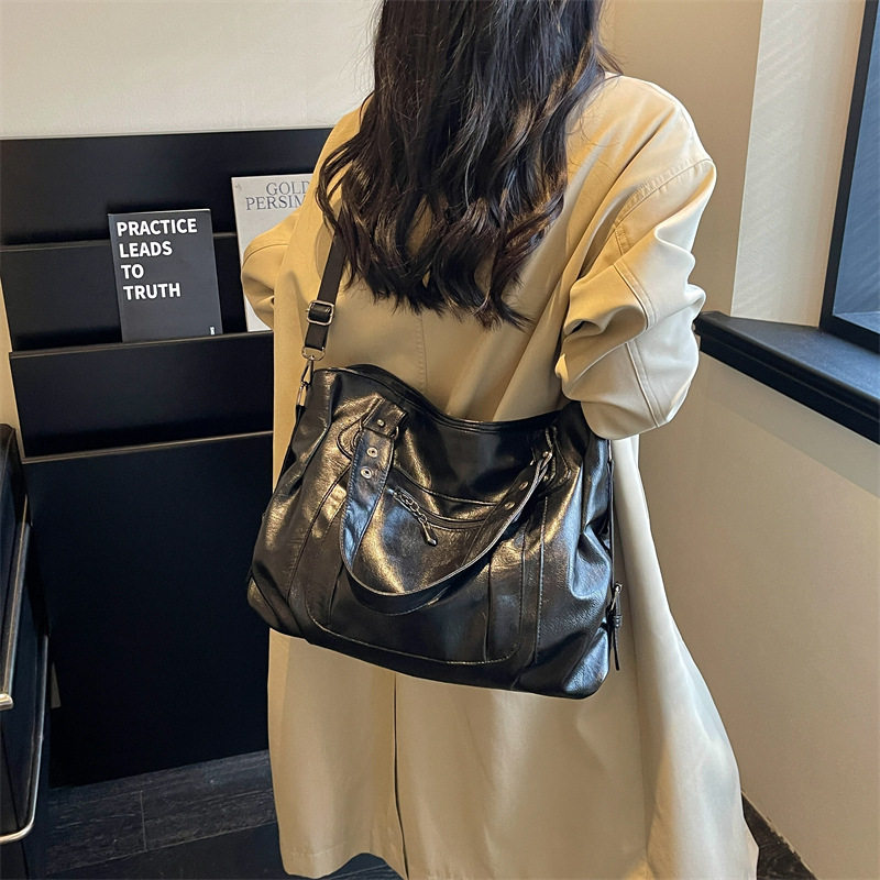 Túi tote nữ cỡ lớn đựng nhiều đồ, túi đeo vai kiêm túi xách tay và đeo chéo, phong cách đơn giản — màu cà phê, màu trắng ngà, đen