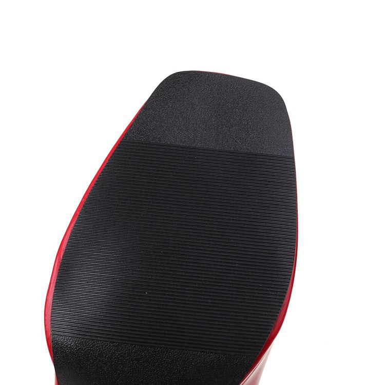 Square head Velcro double buckle solid color waterproof platform chunky heels_voghion.com