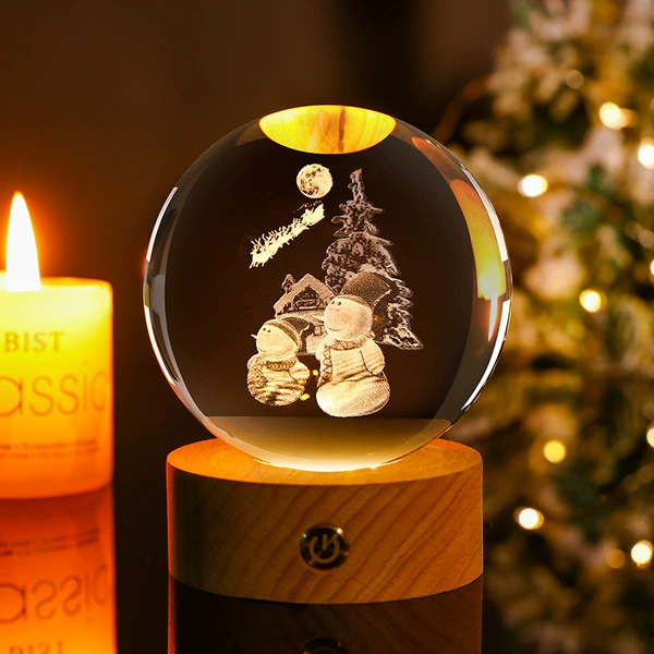 8 cm crystal ball-Snowman