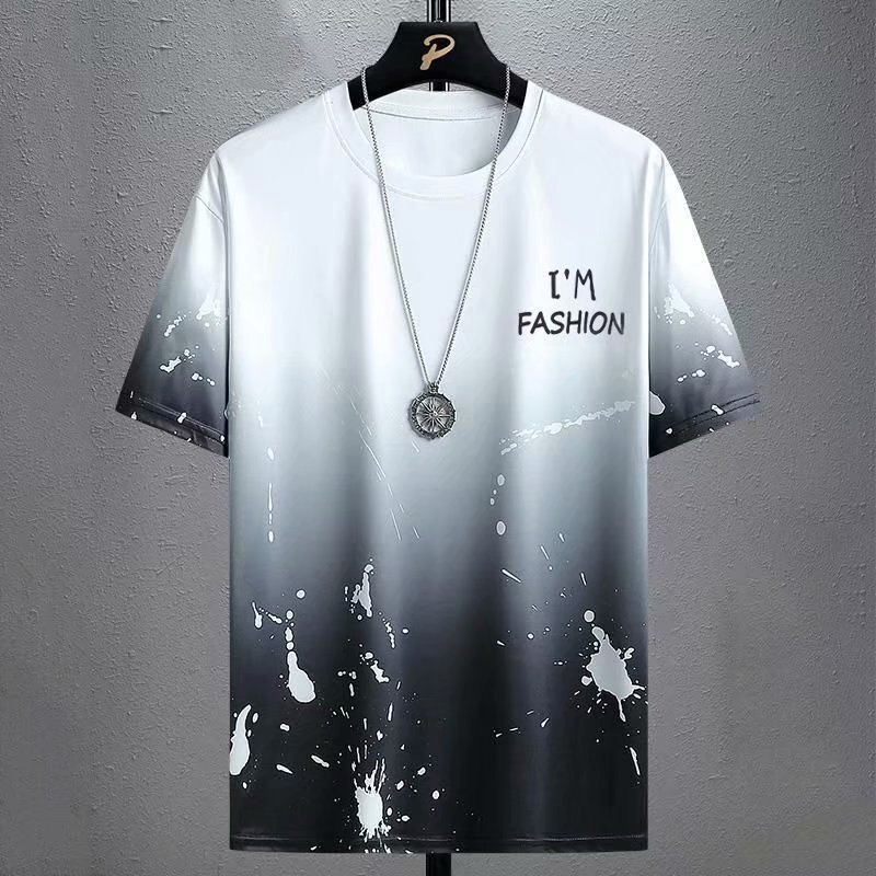 2024 Summer Ice Silk quick-drying T-shirt men's short-sleeved T-shirt men's loose sports casual half-sleeved shirt thin fashion