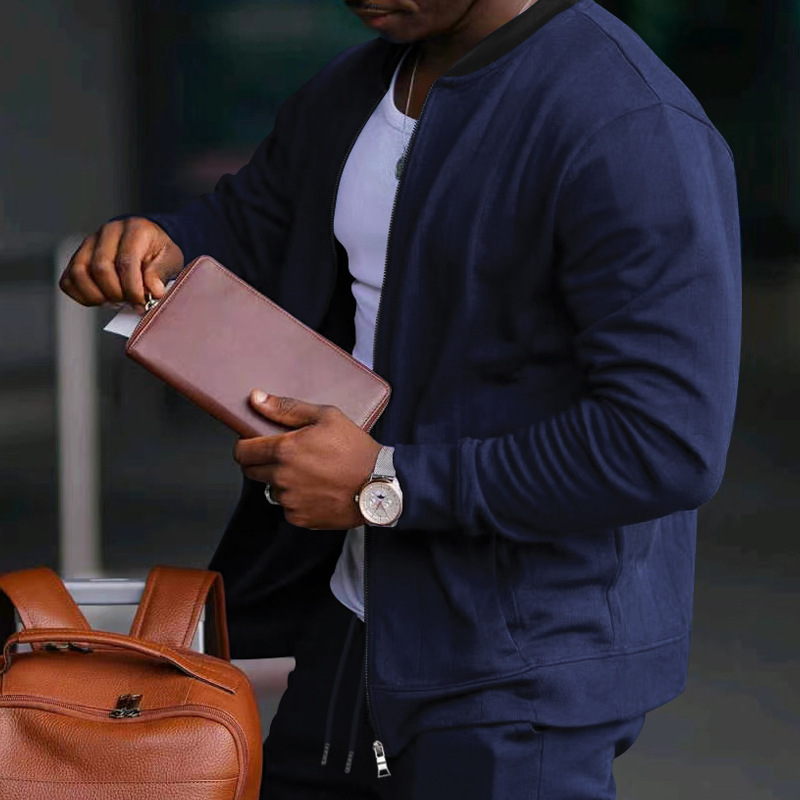 700g Weight Long Sleeve Sleeve Length Cotton Blend, Polyester Fabric Type Pants Sets Sets Type 2 Pieces Set Quantity Casual Occasion Collarless Neckline Regular Fit Fit Type Solid Color Pattern Spring, Autumn Season Men's Gender Simple Style Style Casual Men's Simple Style Solid Color Cotton Blend Polyester Pants Sets 13