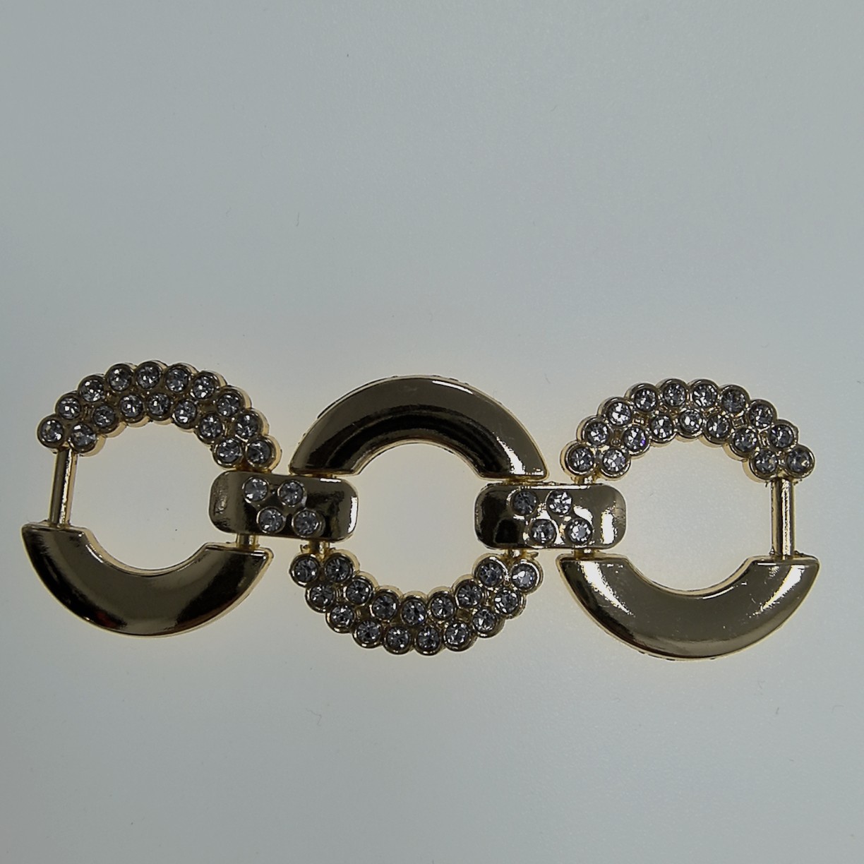 现货批发合金镶钻双拼链条 三圈镶钻链  服饰比基尼胸前连接