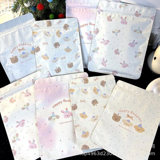 High Yan value bear rabbit rabbit self-sealing bag material hand account Wen Chuang packing bag cute Ketong snacks candy packaging bag