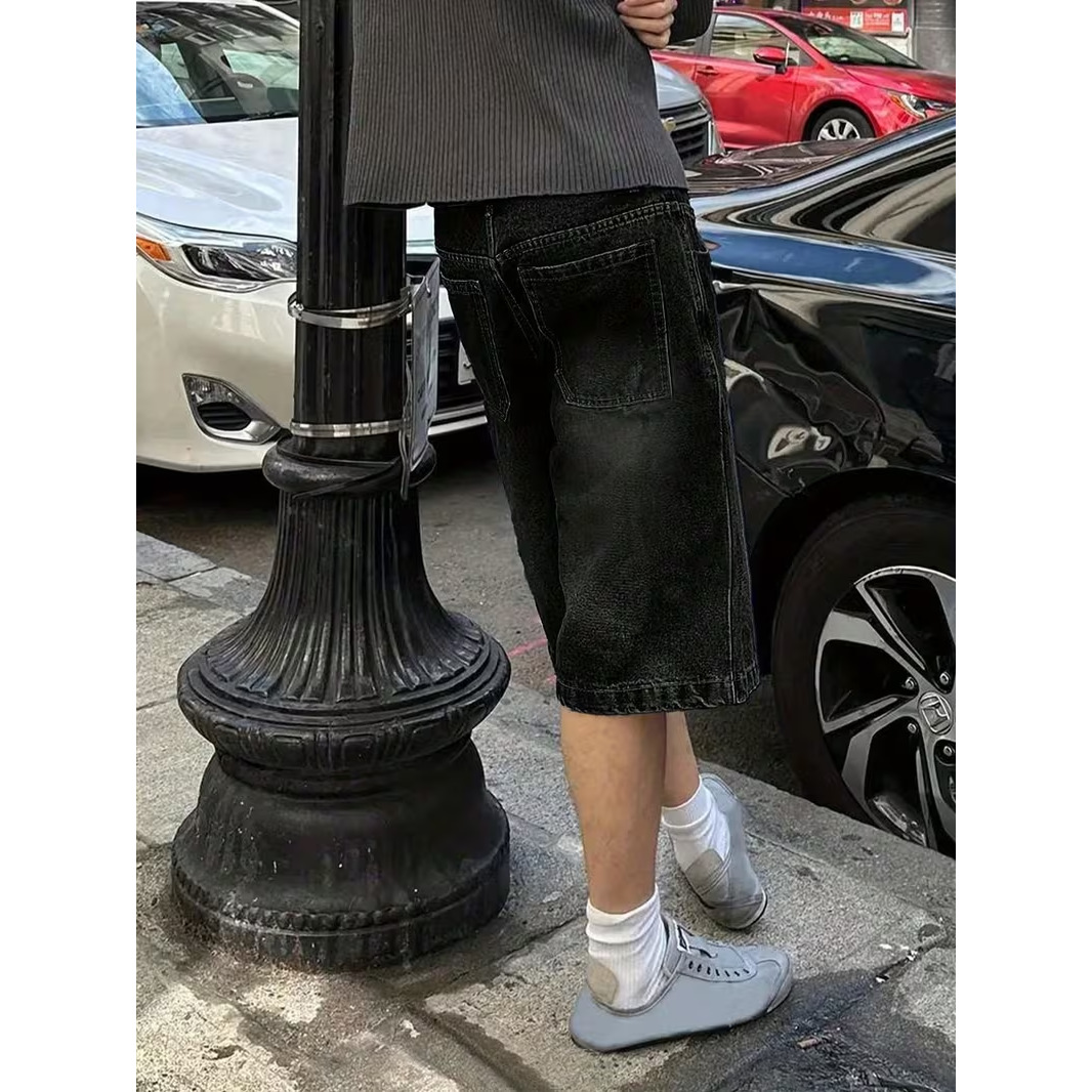Short en jean stretch pour homme, entrejambe de 12,5 cm, coupe décontractée, short d'été avec poches fonctionnelles_voghion.com