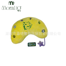 跨境专卖月亮儿童枕头 带 LED 小夜灯学习播放器 圣诞节礼物抱枕
