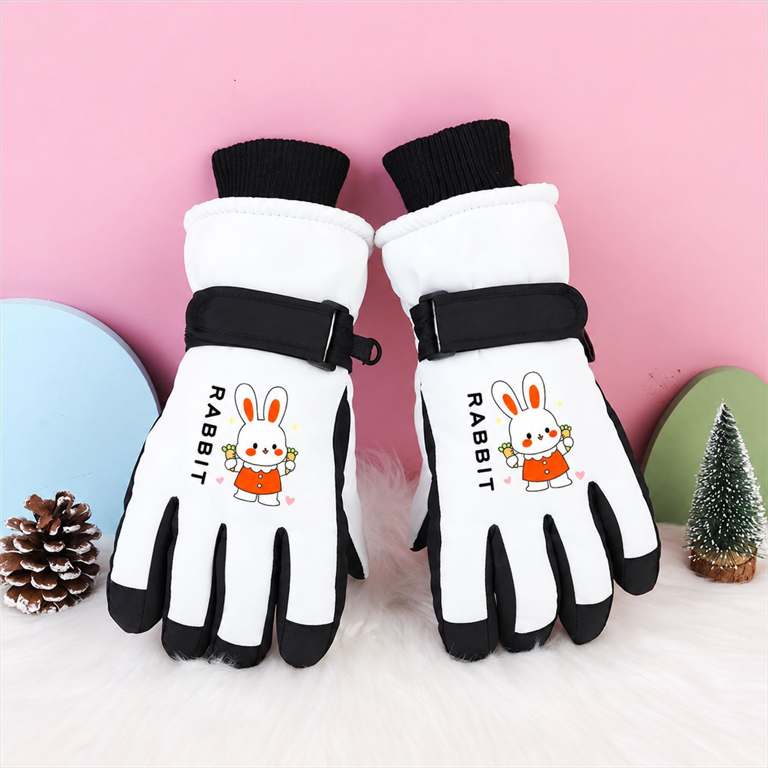 Los niños con pantalla táctil engrosan 3 - 12 años en invierno, impermeables, a prueba de viento, antideslizantes y cálidos, esquian y juegan guantes de dinosaurio de nieve y terciopelo. image 10