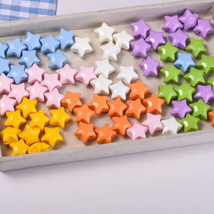 Candy Color Cream 18*19mm Straight Hole Acrylic Five-Pointed Star DIY Mobile Phone Chain Keychain Bag Hanging Accessories