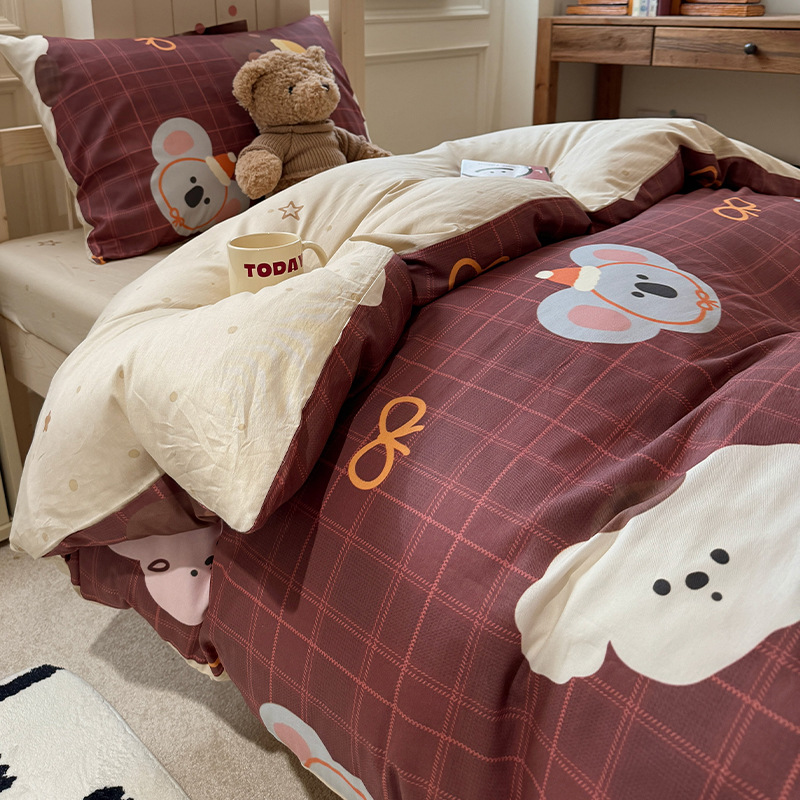 Dormitorio de estudiantes de tres piezas de cama de algodón sábanas de cama de cuatro piezas de cama para estudiantes de secundaria y universidad cama individual para niños
