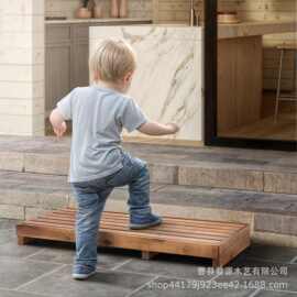 亚马逊实木老人一步凳阶梯凳带防滑垫木制移动胶踏凳脚凳