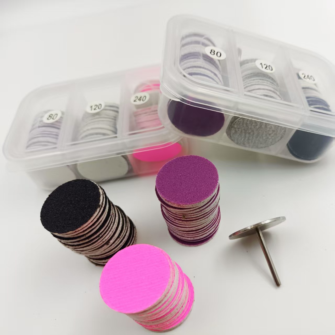 Cross-Border Best-Selling 25mm Colorful Nail Sanding Files, Three-Color Set of 60 Pieces, Replaceable Boxed Set