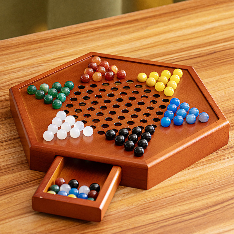 将棋の大きいサイズの木製のチェス盤の大人版の高級なガラスの玉のパチンコの旧式な子供の将棋の秘蔵金|undefined