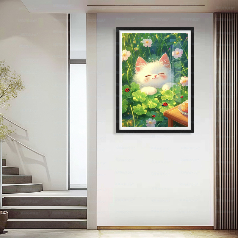 Cuatro hojas gatos paquetes de material de bordado cruzado impresión de alta definición DIY kits hechos a mano fabricantes al por mayor decoración de la sala de estar image 6