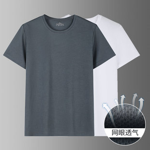 Short-Sleeved T-Shirt Men's Quick-Drying Mesh Breathable Pure Color T-Shirt Running Fitness Basketball Training Bottoming Top Thin Half-Sleeve