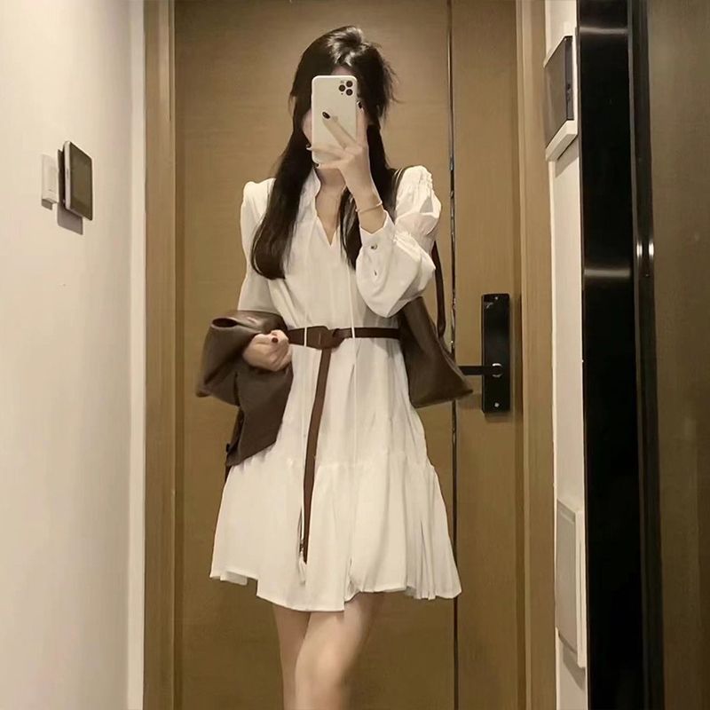秋季感韩系穿搭一整套装白色连衣裙子女秋冬装年新款长裙|undefined