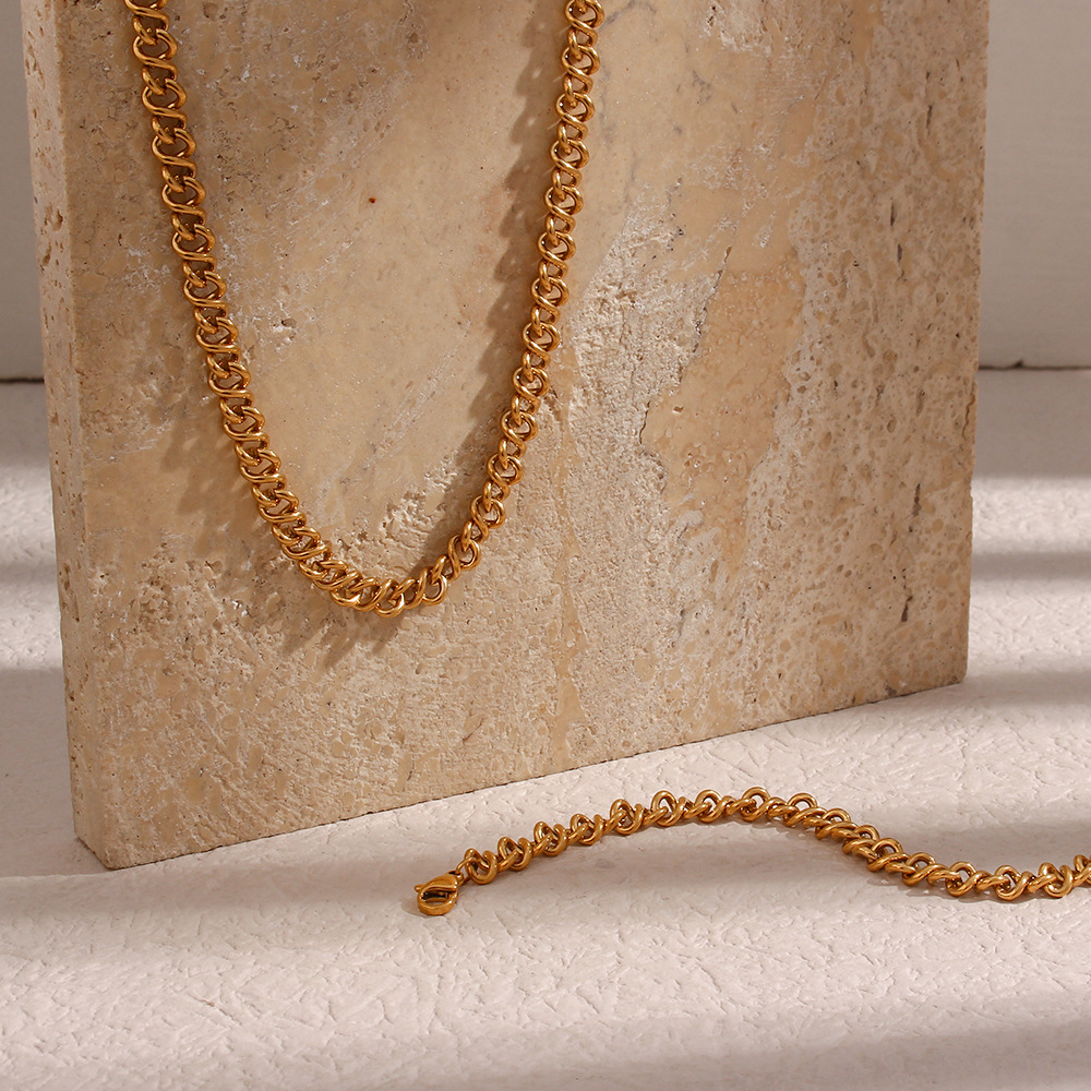 Basic Geometric Stainless Steel Plating Bracelets Necklace