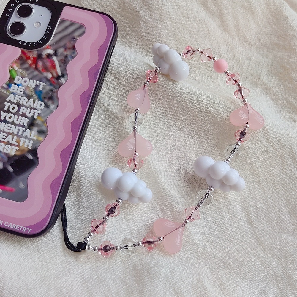 KKBEAD LISA mismo cielo azul y nubes blancas cordón estilo japonés y coreano ins Internet Celebrity Street shooting clock-en cordón de teléfono móvil