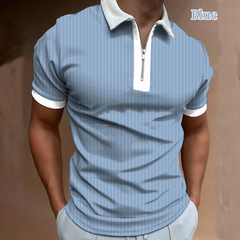 Camiseta Polo de Manga Corta con Cierre y Estampado 3D Informal para Hombre, Nueva Colección de Primavera para Exportación